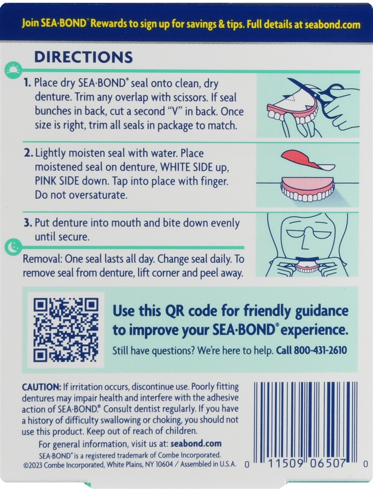 SEA-BOND Denture Adhesive Seals Uppers Fresh Mint #30 – Image 2
