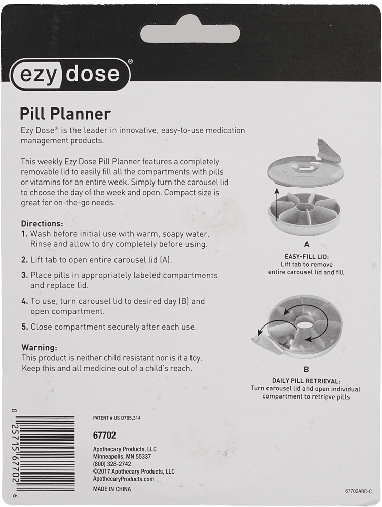 Ezy Dose Carousel Pill Organizer Weekly Easy Fill – Image 6