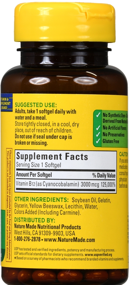 Nature Made B12 3000 mcg Softgels Extra Strength – Image 4