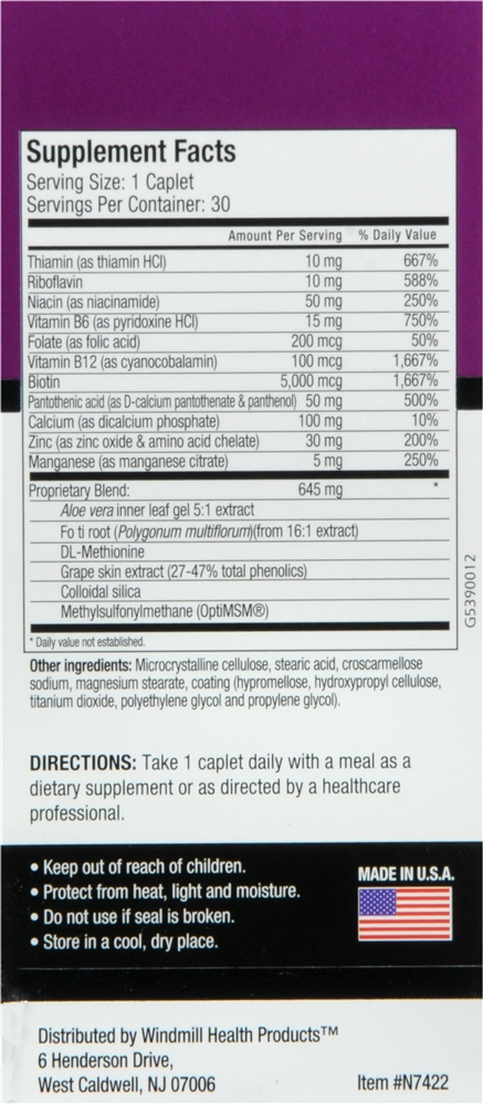 RejuviCare Hair, Skin & Nails 5000 mcg of Biotin Caplets – Image 5