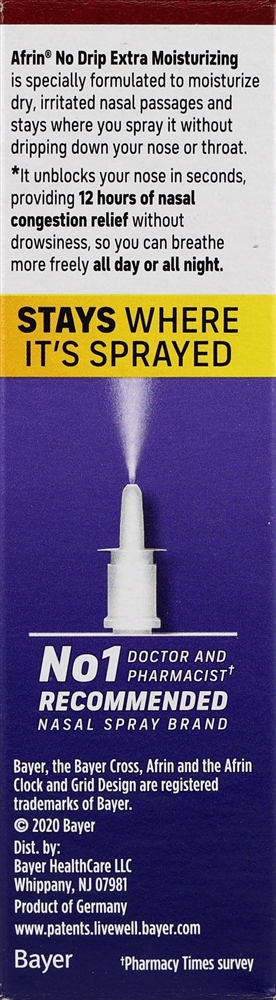 Afrin No Drip Extra Moisturizing Oxymetazoline HCl Nasal Decongestant Pump Mist – Image 8