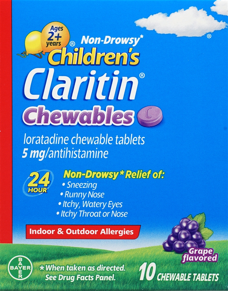 Claritin Children's Loratadine 5 mg/Antihistamine 24 Hour Chewables Tablets Grape #10