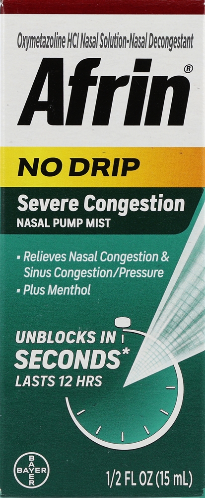 Afrin No Drip Severe Congestion Oxymetazoline HCl Nasal Pump Mist – Image 3