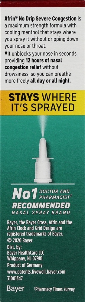 Afrin No Drip Severe Congestion Oxymetazoline HCl Nasal Pump Mist – Image 2