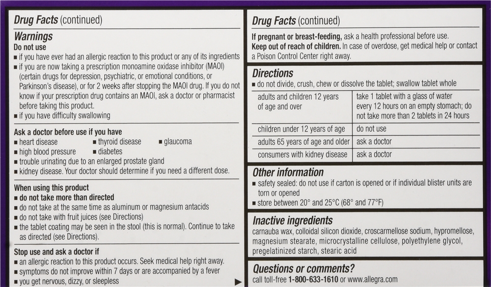 Allegra D 12 Hour Allergy & Congestion Extended Release Tablets – Image 4