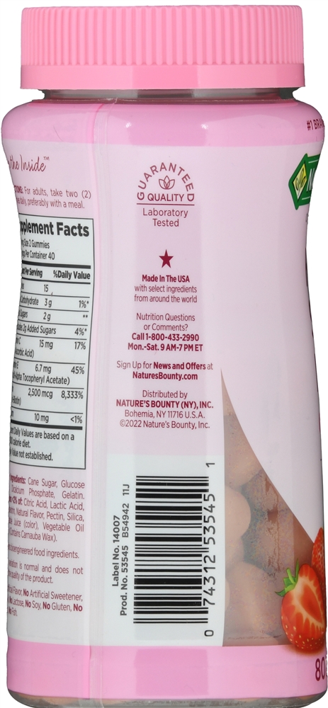 Nature's Bounty Hair, Skin & Nails Gummies Strawberry – Image 3
