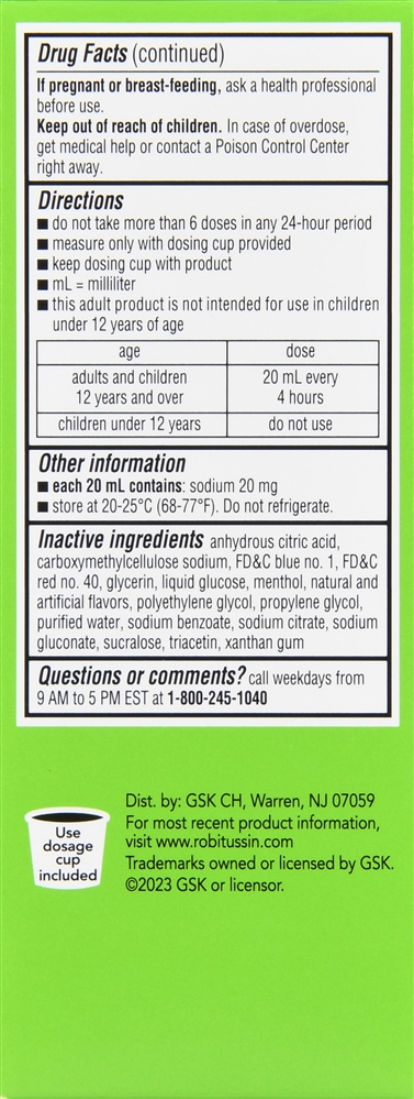 Robitussin Adult Cough + Chest Congestion DM Liquid – Image 2