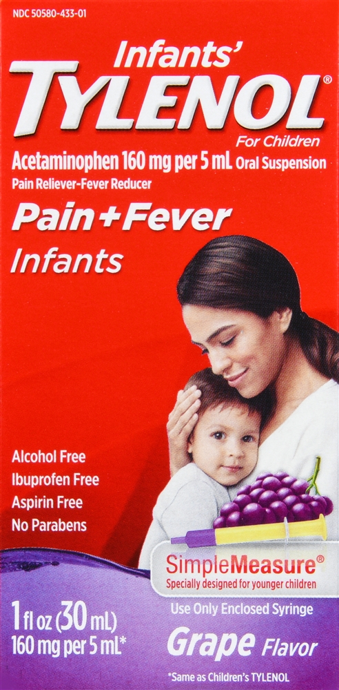 Tylenol Infants' Pain + Fever Acetaminophen 160 mg Oral Suspension Grape