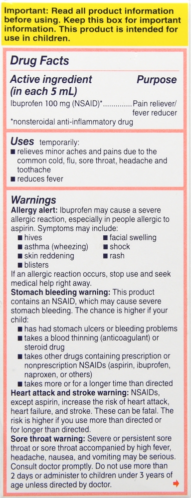 Motrin Children's Ibuprofen 100 mg Oral Suspension Original Berry Dye-Free – Image 5