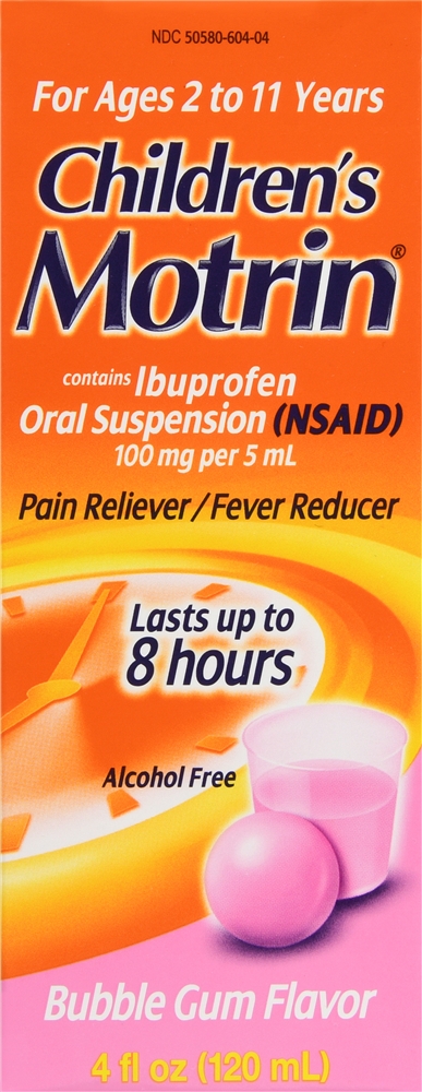 Motrin Children's Ibuprofen 100 mg Oral Suspension Bubble Gum