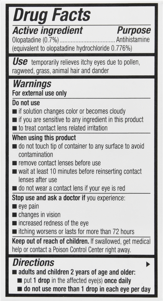 Pataday Olopatadine Hydrochloride Ophthalmic 0.7% Eye Allergy Itch Relief Solution Once Daily Extra Strength – Image 6