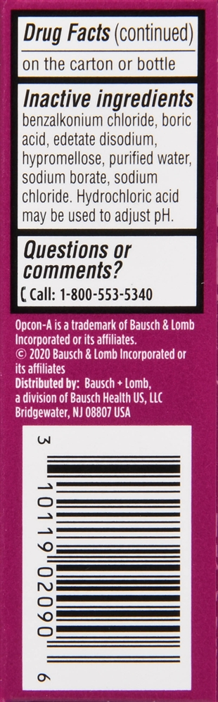 Bausch + Lomb Opcon-A Antihistamine and Redness Reliever Eye Drops – Image 2