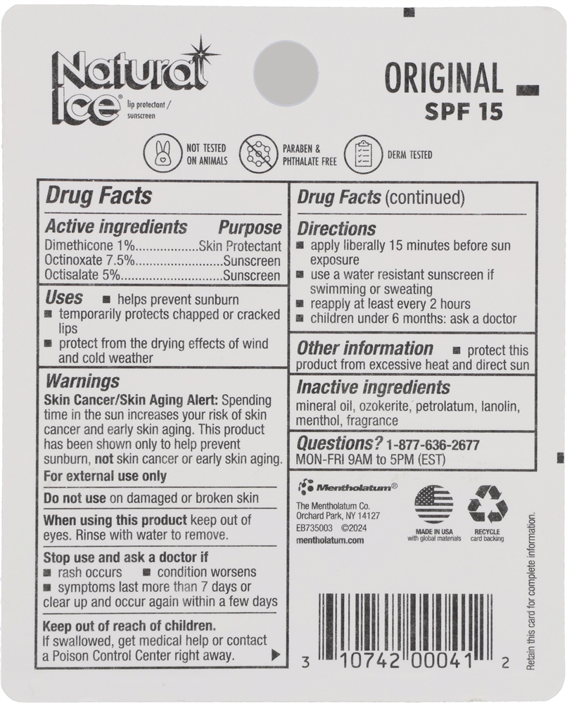 Mentholatum Natural Ice Medicated Lip Balm SPF 15 Original – Image 5