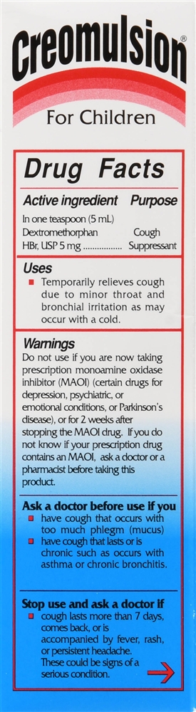 Creomulsion For Children Soothing Cough Syrup Alcohol-Free Cherry 4OZ – Image 2