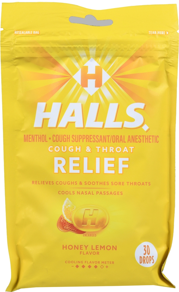 Halls Cough & Throat Relief Drops Honey Lemon – Image 2