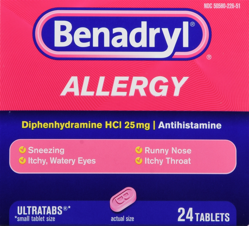Benadryl Allergy Diphenhydramine HCl 25 mg Antihistamine Ultratabs