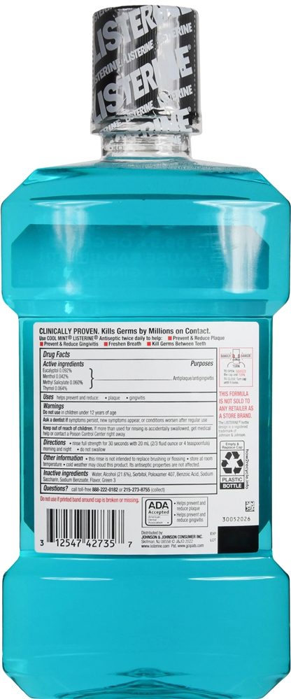 Listerine Antiseptic Mouthwash Cool Mint 1.0L – Image 2