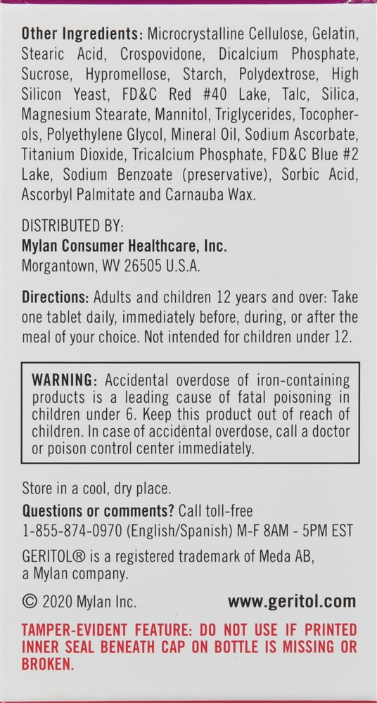 Geritol Nutrition Support Multivitamin/Multimineral Supplement Tablets – Image 4