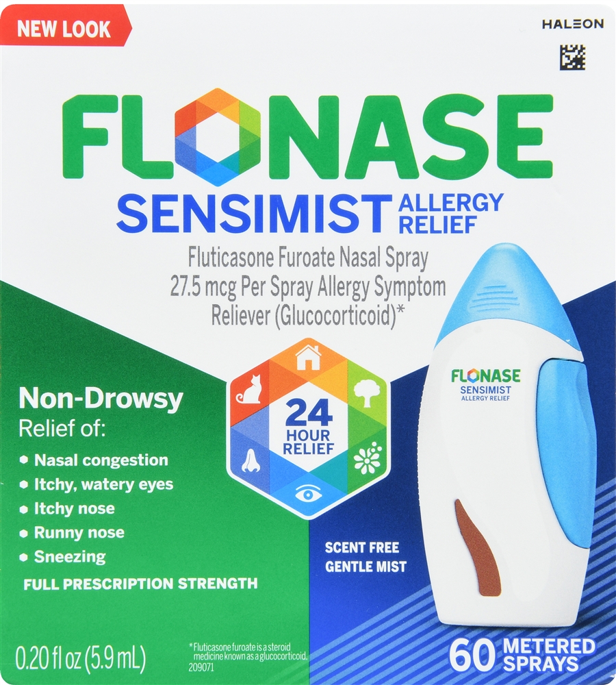 Flonase 24 Hour Allergy Relief Fluticasone Furoate (Glucocorticoid) 27.5 mcg Sensimist Nasal Spray – Image 3