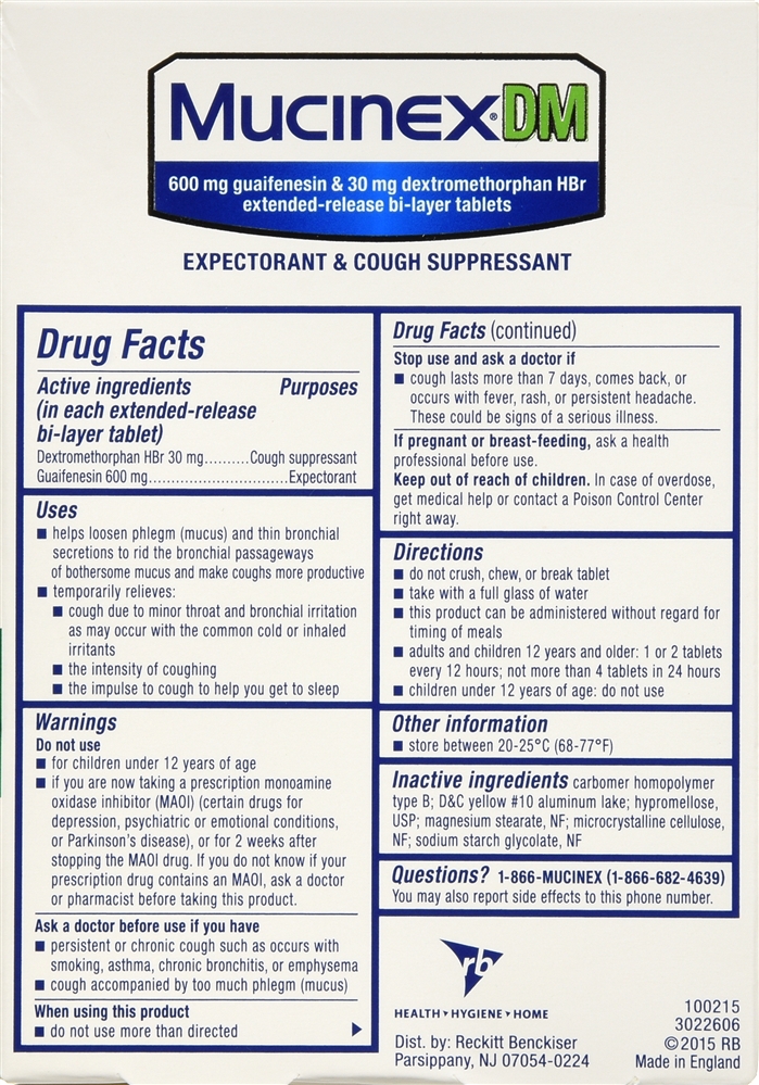 Mucinex DM Expectorant & Cough Suppressant 12 Hour Extended-Release Bi-Layer Tablets – Image 6