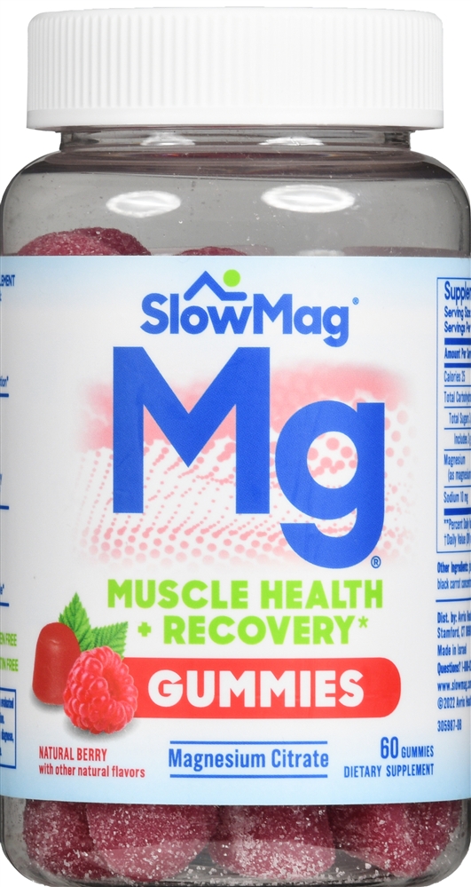 SlowMag Mg Muscle Health + Recovery Gummies Natural Berry