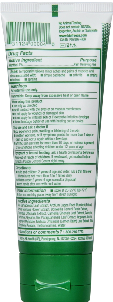 Biofreeze Menthol-Pain Relieving Gel Colorless – Image 3