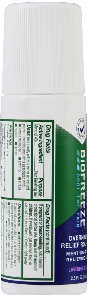 Biofreeze Menthol-Pain Relieving Gel Overnight Relief Roll-On Lavender – Image 4