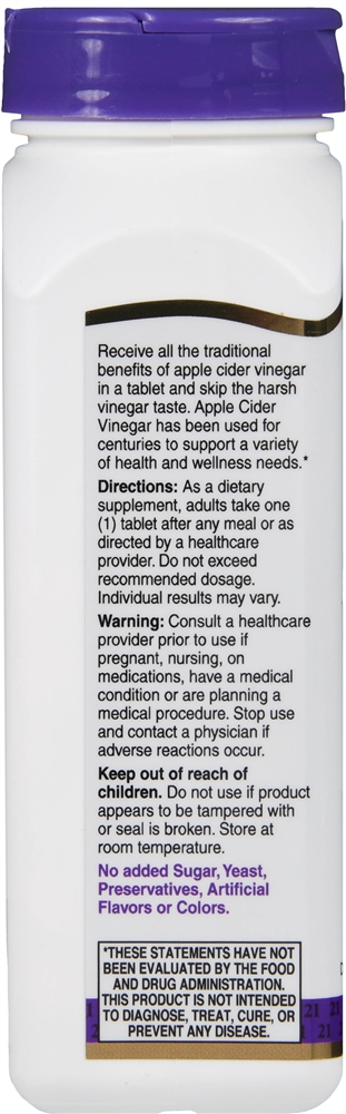 21st Century Apple Cider Vinegar 300 mg Tablets – Image 4