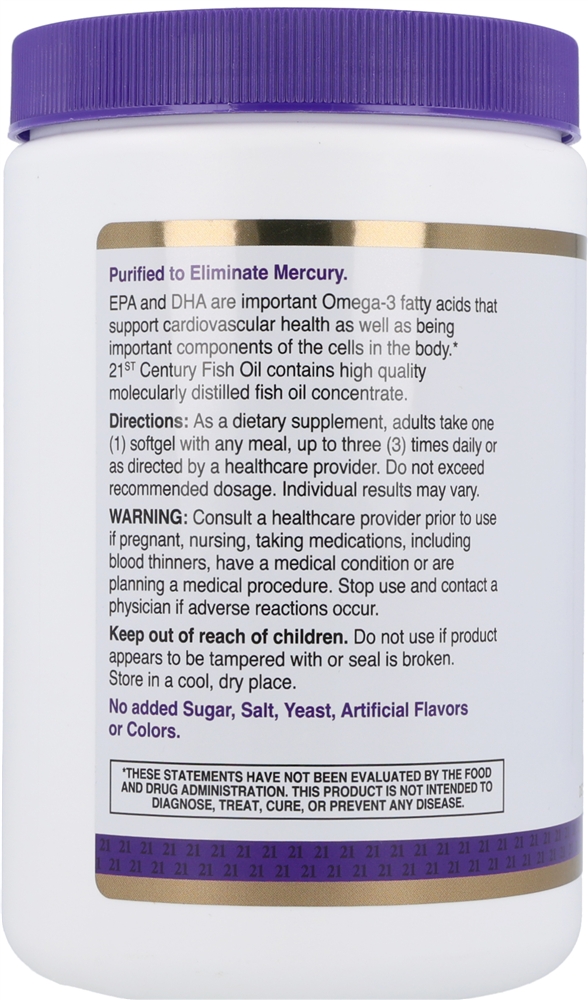 21st Century Fish Oil 1000 mg Omega-3 300 mg Softgels – Image 4