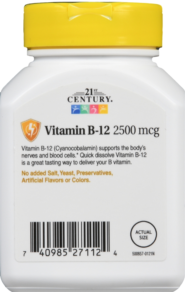 21st Century B- 12 2500 mcg Quick Dissolve Sublingual Tablets Cherry – Image 3