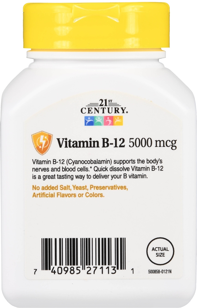 21st Century B- 12 5000 mcg Quick Dissolve Sublingual Tablets Cherry