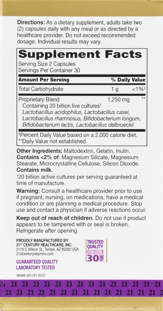 21st Century Advanced Probiotic Capsules Ultra Potency – Image 7