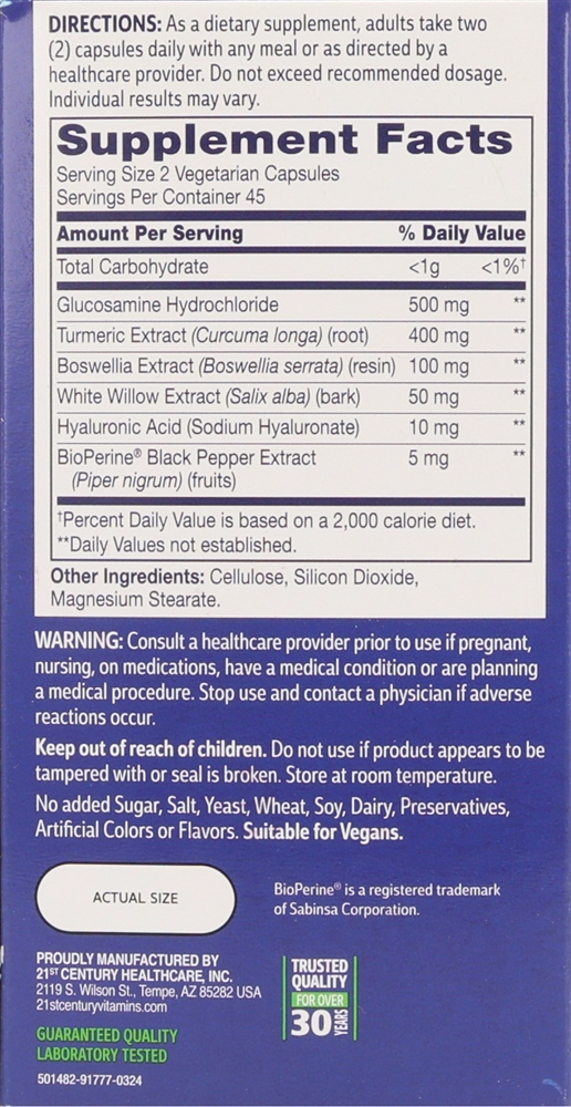 21st Century Arthri-Flex Advantage + Turmeric Vegetarian Capsules – Image 6