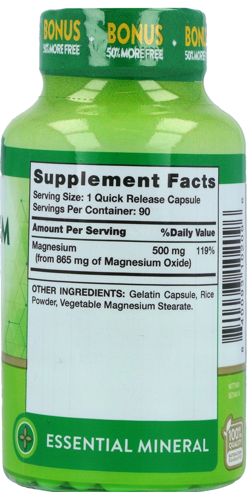 Nature's Truth Magnesium 500 mg Quick Release Capsules – Image 2