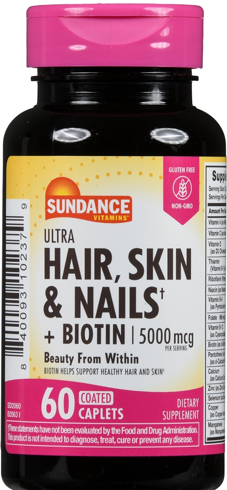 Sundance Hair, Skin & Nails + Biotin 5000 mcg Coated Caplets – Image 2