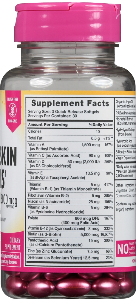 Sundance Hair, Skin & Nails + Biotin 5000 mcg Quick Release Softgels – Image 3