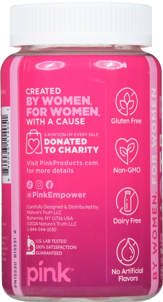 Pink Beautiful Hair, Skin & Nails + Collagen Gummies Natural Strawberry – Image 3