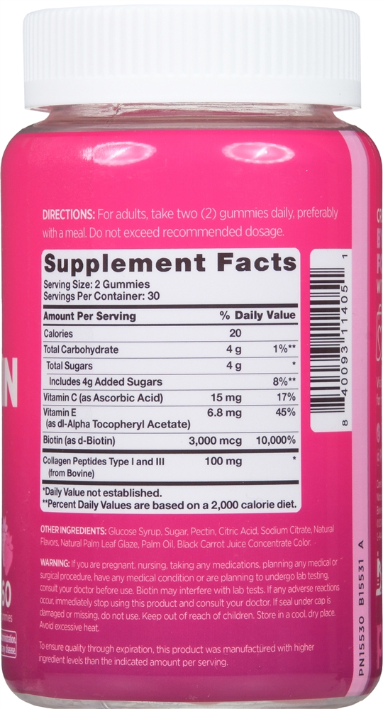 Pink Beautiful Hair, Skin & Nails + Collagen Gummies Natural Strawberry – Image 4