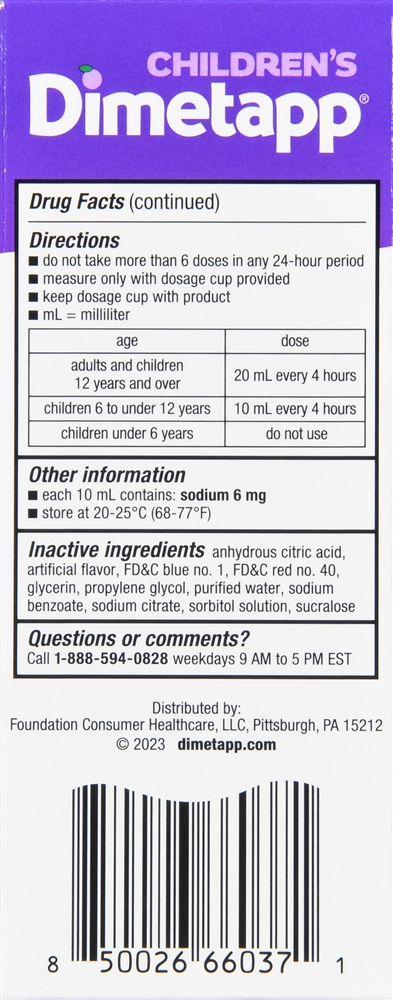 Dimetapp Children's Cold & Allergy Liquid Grape 4OZ – Image 4