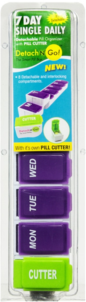 Detach N' Go Detachable Pill Organizer With Pill Cutter