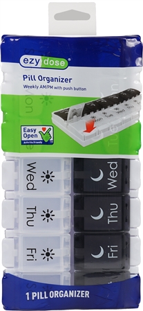 Ezy Dose Pill Organizer Weekly AM/PM with Push Button Black and White – Image 8