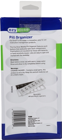 Ezy Dose Pill Organizer Weekly AM/PM with Push Button Black and White – Image 6