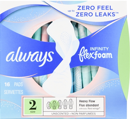 Always Infinity Flexfoam Pads Size 2 Heavy Flow With Flexi-Wings Unscented – Image 12
