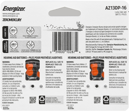 Energizer Hearing Aid Batteries Size 13 – Image 4