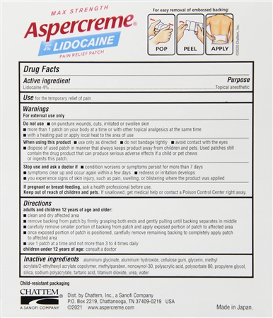 Aspercreme 4% Lidocaine Pain Relief Patches Max Strength Fragrance-Free – Image 8