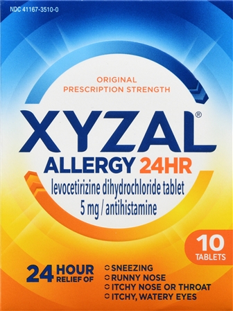 Xyzal Allergy 24 HR Levocetirizine Dihydrochloride 5 mg Tablets #10