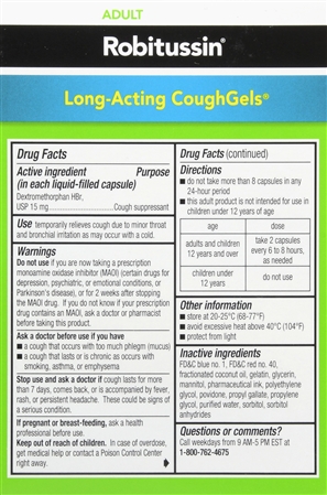 Robitussin Adult Dextromethorphan HBr Cough Suppressant Long-Acting CoughGels – Image 14