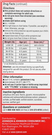 Tylenol Children's Pain + Fever Acetaminophen 160 mg Oral Suspension Dye-Free Cherry – Image 8