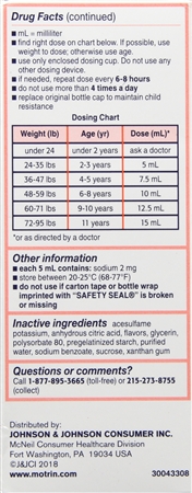Motrin Children's Ibuprofen 100 mg Oral Suspension Original Berry Dye-Free – Image 8