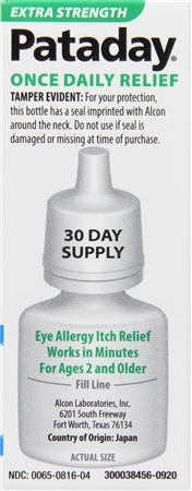 Pataday Olopatadine Hydrochloride Ophthalmic 0.7% Eye Allergy Itch Relief Solution Once Daily Extra Strength – Image 8